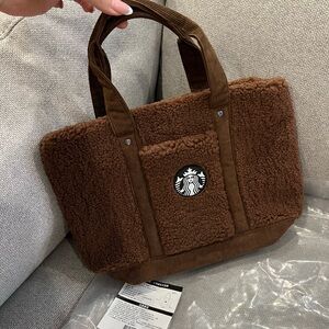 New Starbucks Brown Sherpa Tote Bag Asia Exclusive